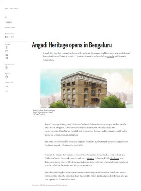Angadi Heritage open in Bengaluru, Fashion  Network